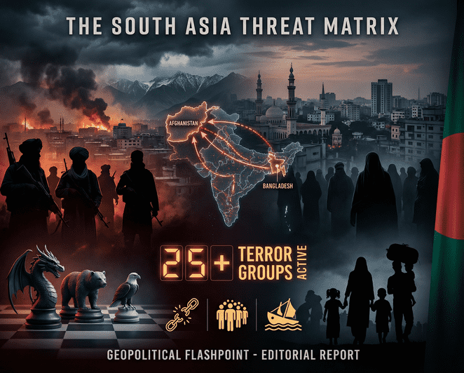 Taliban fighters in Kabul streets, symbolising Afghanistan's ongoing instability and South Asian security threat