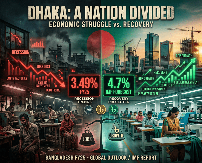 Bangladesh GDP growth forecast 2026 IMF projects 4.7 percent rebound after 3.49 percent in FY25