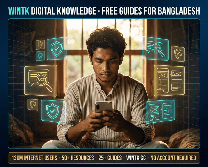 WinTK Digital Knowledge at wintk.gg offers over 50 free bilingual resources on digital safety, fact-checking, and platform reviews for Bangladesh's 130 million internet users — no account required.