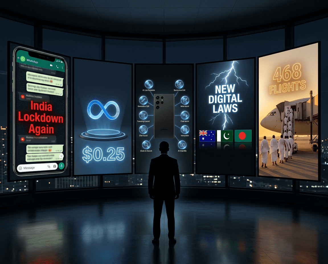 AI and tech roundup April 2026: Gemini 3.1 Flash-Lite $0.25/M tokens, Samsung 800M AI devices, Australia Pakistan Bangladesh platform regulation, India lockdown fact-check, Pakistan Hajj 468 flights.